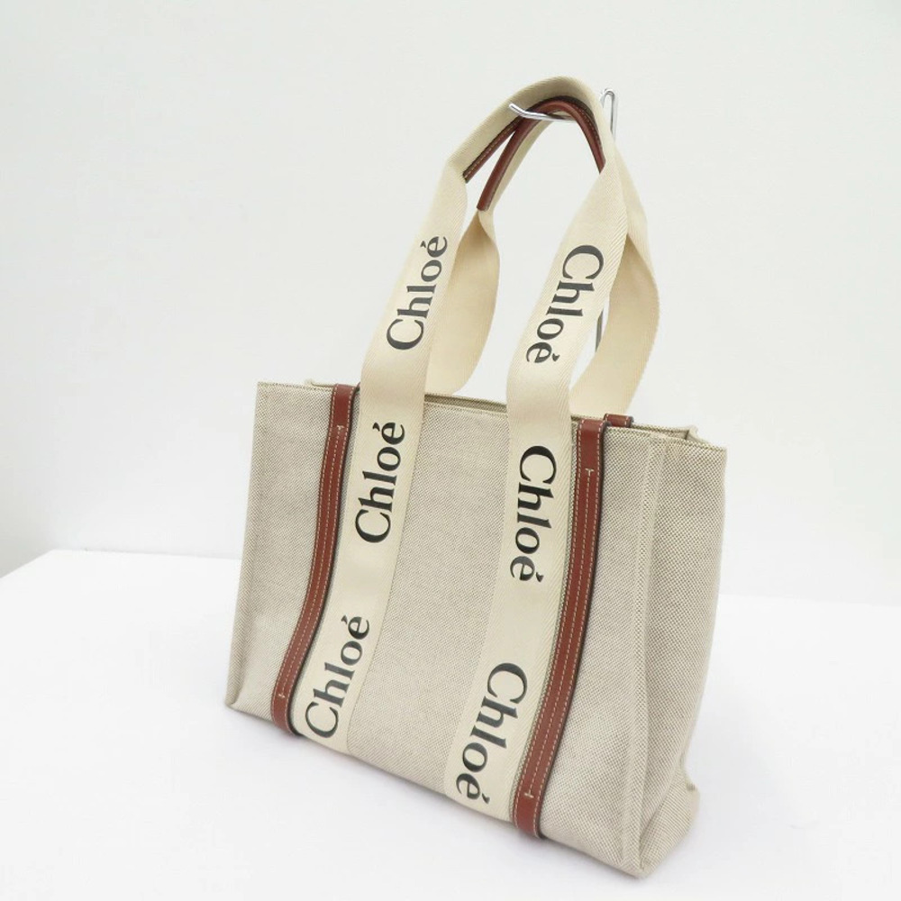 Chloe WOODY Tote Bag Beige Cream